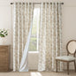 jinchan Lined Linen Floral Curtains for Living Room, 96 Inch Length Printed Flower Farmhouse Patterned French Country Back Tab Taupe Window Drapes Set Privacy Bedroom Curtains, 2 Panels