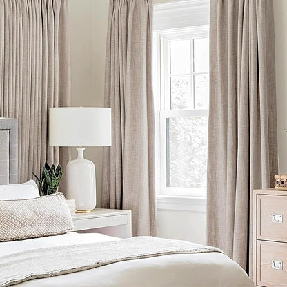 MIULEE Linen Blackout Curtains and Drapes 100% Room Darkening Thermal Insulated Grommet Window Panels with Coating 2 PCs W 42 x L 90 inches Khaki