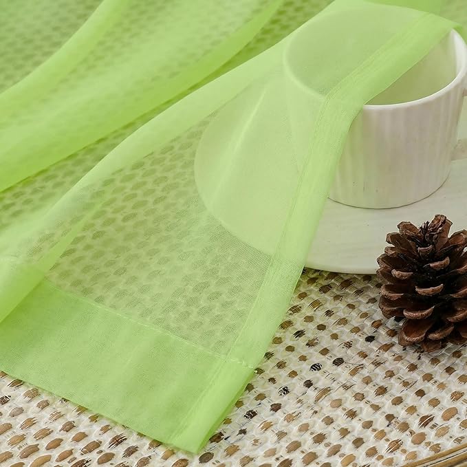 Aiyufeng Lime Sheer Curtains 84 Inches Long 2 Panels Set for Living Room, Light Filtering Window Sheer Drapes for Bedroom, Each 42" W x 84" L