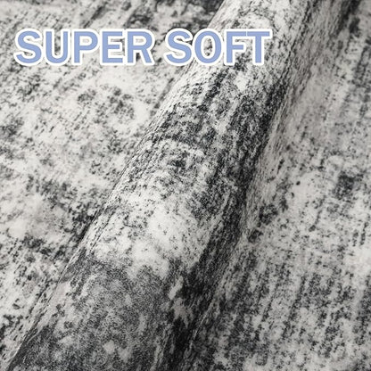 IOHOUZE Abstract Runner Rug 2x6 Ft Washable Runners for Hallways, Non Slip Kitchen Runner Printed Faux Wool Entryway Runner Indoor, Modern Abstract Floor Carpet for Hall Kitchen Bedroom, Black Gey