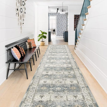 TOPRUUG Washable Runner Rug 2x12 - Hallway Runner Rug Kitchen Rugs and Mats Non Skid Washable Waterproof Carpet Runner for Living Room Bedroom Bathroom (Grey, 2x12)