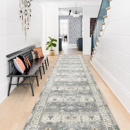 TOPRUUG Washable Runner Rug 2x12 - Hallway Runner Rug Kitchen Rugs and Mats Non Skid Washable Waterproof Carpet Runner for Living Room Bedroom Bathroom (Grey, 2x12)