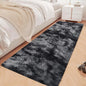Tie-Dyed Runner Rug for Bedroom Black Grey 2x6ft Fluffy Area Rug Bedside Runner Rug for Kids Room Boys Teens Nursery Baby Living Room Dorm Home Decor Carpets