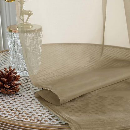 OWENIE Sheer Taupe Curtains, Sheer Curtains 63 inch Length 2 Panels Set, Rod Pocket Voile Fimly Sheer Drapes for Living Room Bedroom, 2pcs, Taupe, Each 59" W x 63" L
