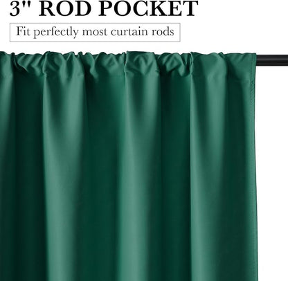 RYB HOME 100% Blackout Short Curtains for Small Window, Thermal Insulated Total Room Darkening Noise Reducing Curtains for Kitchen Bathroom Basement, 34 inches Wide by 45 inches Long, Dark Green
