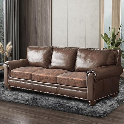 Leather Look Couch Cushion Covers Sofa Seat Slipcovers Sets Couches Furniture Protector for Sectional Armchair Loveseat Pets Kids Stretch Spandex Fabric (3 Cushion Sofa, Light Brown)