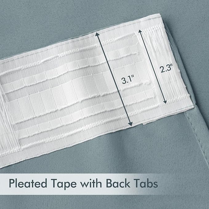 MIULEE Slate Blue Back Tab Blackout Curtains 84 Inch Length 2 Panels Set for Living Room Bedroom Privacy, Rod Pocket/Pinch Pleat Thermal Insulated Room Darkening Pleated Light Blocking Drapes