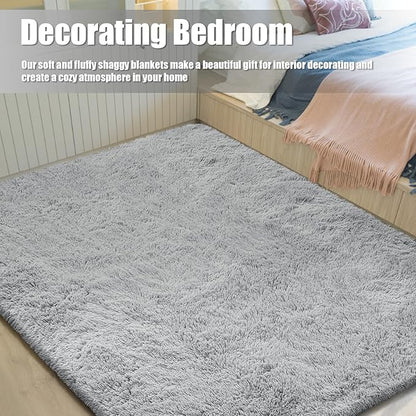 9x12 Fluffy Area Rugs for Living Room,Large Fuzzy Shag Area Rug for Bedroom,Grey Soft Non-Shedding Indoor Plush Carpet for Kids Bedroom Nursery Home Decor