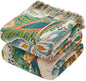 MSGKV Boho Throw Blanket for Couch 100% Cotton Floral Blanket 50"x60" Sofa Bed Chair Blanket All Seasons Farmhouse Muslin Spring Breathable Lightweight Blankets Home Decor