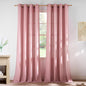 NICETOWN Linen Pink Curtains for Girls Room, Grommet Thick Flax Semi Sheer Window Treatments Privacy Assured with Light Filtering for Bedroom/Kids Room, 2 Panels, W55 x L84