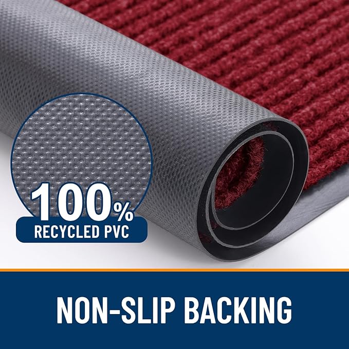 OLANLY Front Door Mat Indoor Outdoor Entrance, Waterproof Heavy Duty Doormat, Fade Resistant, Low Profile, Easy Clean Patio Porch Welcome Floor Mats for Entry, 47x34, Wine Red