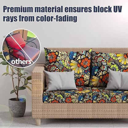 8Pcs Stretch Patio Cushion Covers, Outdoor Couch & Sofa Replacement Slipcovers for Patio Furniture Cushion Covers, Washable Reusable Furniture Protector