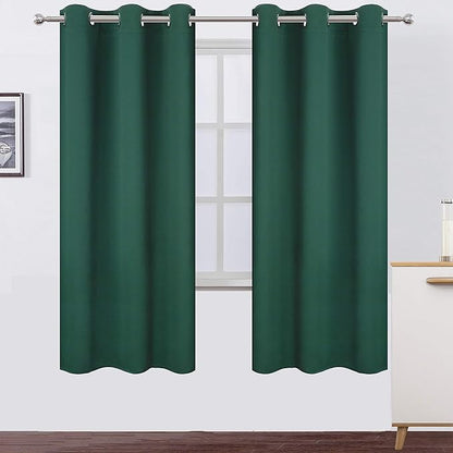 LEMOMO Dark Green Thermal Blackout Curtains/42 x 72 Inch/Set of 2 Panels Room Darkening Curtains for Bedroom