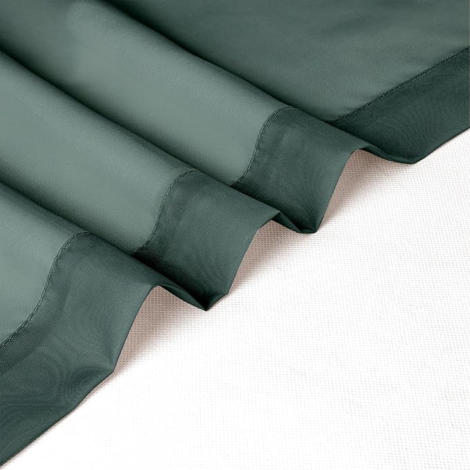 Chyhomenyc Hunter Green Sheer Curtains 36 inch Length 2 Panels, Light Filtering Voile Rod Pocket Short Window Curtians for Bathroom Living Room Farmhouse Small Windows, 42Wx36L inches