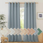 NICETOWN Thick Linen Stone Blue Curtains 108 inch Long for Living Room, Grommet Semi Sheer Linen Blend Curtains & Drapes Privacy Added with Light Filtering for Bedroom, W55 x L108, 2 Panels