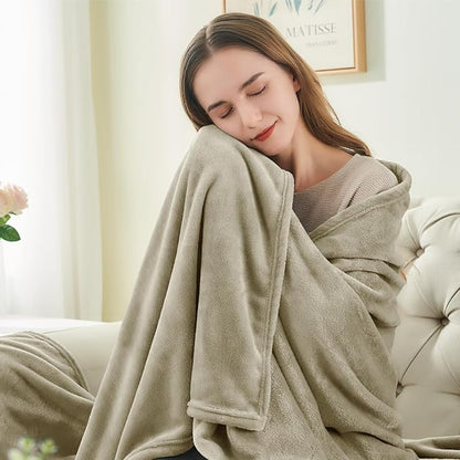 BEDELITE Fleece Blanket Twin Size Oat Linen Throw Blankets for Couch & Bed, Luxury Plush Cozy Fuzzy Blanket 60x80 inches, Super Soft Warm Lightweight Throw Blanket for Travel Camping