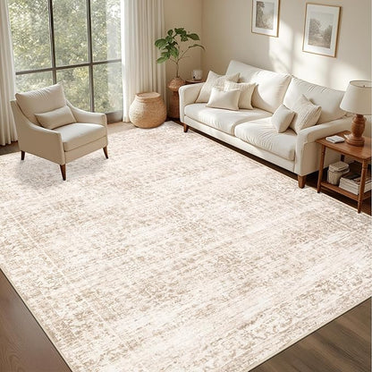 3x5 Area Rugs Living Room Rug: Washable Vintage Boho Rug No Slip Stain Resistant Soft Carpet Indoor Floor Floral Large Carpets for Bedroom Dining Room Farmhouse Nursery Home Office Beige