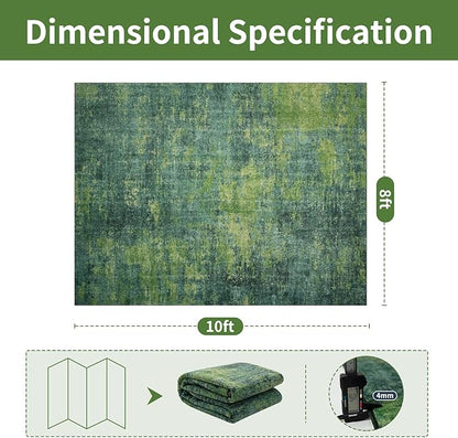 Washable Rugs 8x10 Area Rugs for Living Room-Green Modern Abstract Rugs for Bedroom,Dining Room,Large Soft Low Pile Carpet with Non Slip Rubber Backing,Neutral Accent Rug for Nursery Home Office