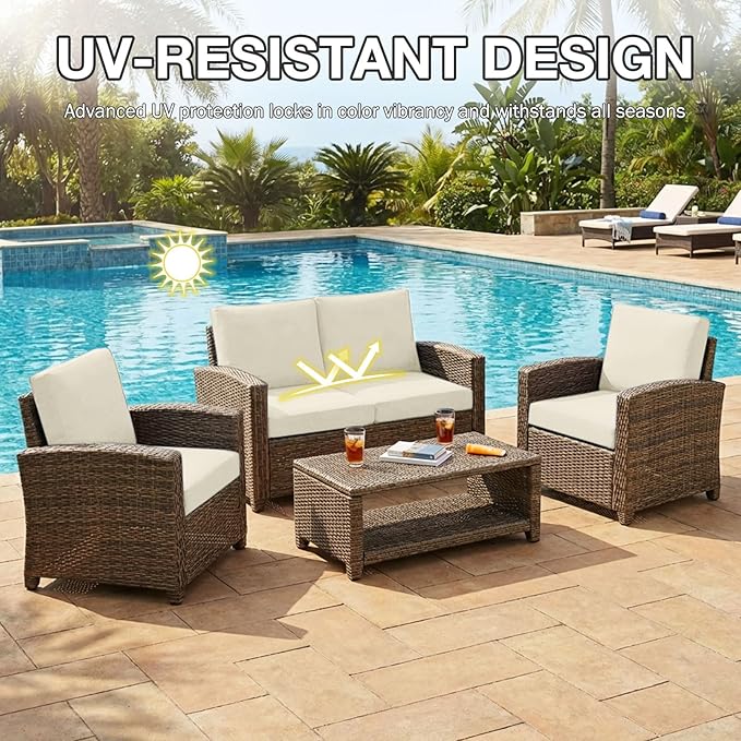 hyha 12Pcs Patio Cushion Covers, Stretch Outdoor Couch Cushion Covers Replacement, Washable Outdoor Chair/Sofa Slipcovers for Patio Furniture Cushions Protector with Elastic Bottom(Beige,Cover Only)