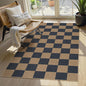 Lahome Colette Checkered Easy Jute Indoor Outdoor Carpet, 3x5 Washable Rugs for Entryway Living Room Farmhouse Area Rug, Non Slip Blue Checkerboard Indoor Door Mat for Entry Patio Deck