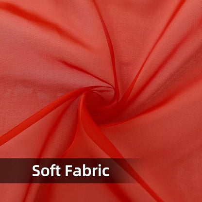 youleyar Solid Sheer Rod Pocket Curtain Voile Draperies 2 Panels White Beige Black Red Coffee 38 Inch Width 63 Inch Long 1 Pair for Kitchen Bedroom Children Living Room Yard(Red,38Wｘ63L)