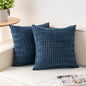 Pack of 2 Corduroy Decorative Throw Pillow Covers 18x18 InchSoft Boho Striped Pillow Covers Modern Farmhouse Home Decor for Sofa Living Room Couch Bed（Teal）