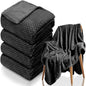 4 Pack Fleece Throw Blankets 50x60 Inches - Oeko-Tex Certified 100, 270 GSM Ultra Soft Plush for Bed, Couch and Cozy Gifts. 3D Waffle Texture, No Shedding No Pilling All Season (Black)