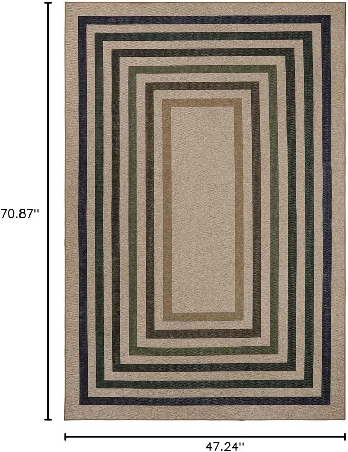 Lahome Enfys Modern Geometric Easy Jute Rug, 4x6 Washable Indoor Outdoor Carpet for Patio Living Room Farmhouse Natural Area Rug, Non Slip Contemporary Throw Mat for Entryway Office Dining Room