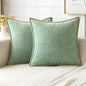 MIULEE Pack of 2 Couch Throw Pillow Covers 20x20 Inch Greyish Green Farmhouse Decorative Pillow Covers with Stitched Edge Soft Chenille Solid Dyed Spring Pillow Covers for Sofa Bed Living Room