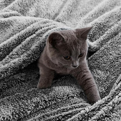 Exclusivo Mezcla Plush Fuzzy Fleece Throw Blanket Extra Large, Super Soft, Fluffy and Warm Blankets for Couch, Bed, All Season (Mixed Black, 50x70 inches)