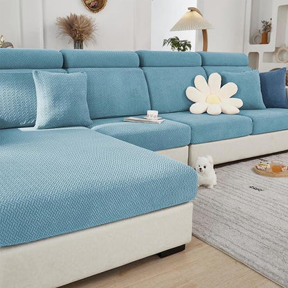 Sofa Covers Couch Covers for Sofa Pet Friendly Couch Cushion Covers Universal Sofa Covers Washable Stretch Slipcovers for Sectional Sofa (Texture Sea Blue,Back Cover M)