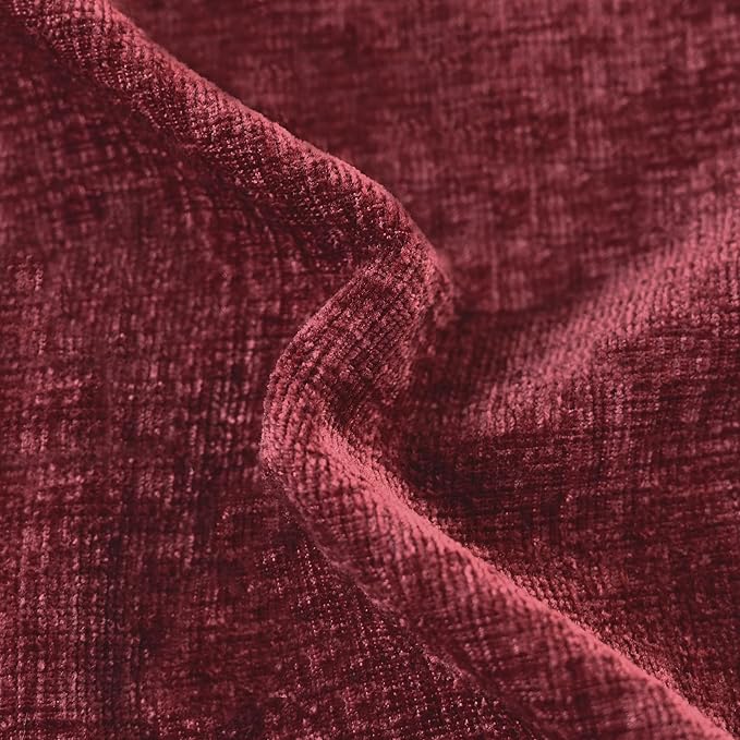 CaliTime Christmas Throw Pillow Covers Decorative 24 X 24 Inches Pack of 2 Cozy Chenille Cushion Cases for Couch Sofa Bed Living Room Home Burgundy