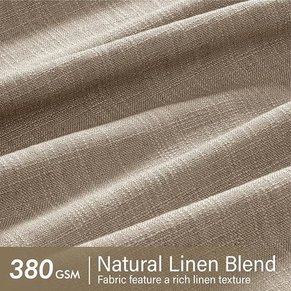 MIULEE Pinch Pleated Thick Linen Curtains 84 Inches Long 2 Panels for Living Room Bedroom, Memory Trained Drapes Pleat Back Tab Light Filtering Grey Beige Window Curtains with Hooks&Rings