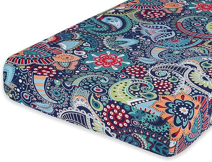 hyha Printed Couch Cushion Covers, Floral Sofa Covers Washable for 3 Cushion Couch, Stretch Pattern Outdoor Cushion Covers for Patio Furniture with Elastic Bottom(Large, Paisley)