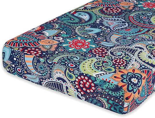 hyha Printed Couch Cushion Covers, Floral Sofa Covers Washable for 3 Cushion Couch, Stretch Pattern Outdoor Cushion Covers for Patio Furniture with Elastic Bottom(Large, Paisley)