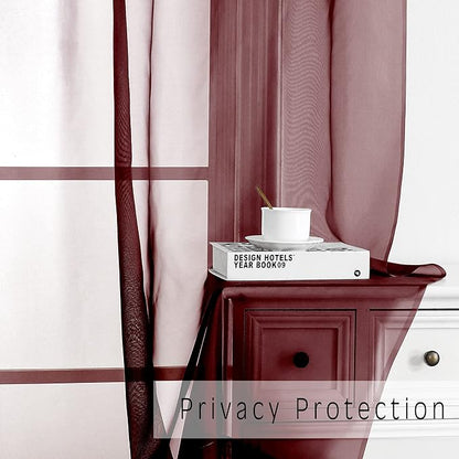 OWENIE Burgundy Red Sheer Curtains 72 Inches Long 2 Panels Set, Transparent Voile Sheer Curtain Rod Pocket Gauze Drapes for Living Room Bedroom Window Sliding Glass Door Treatment, Each 42 x 72 Inch