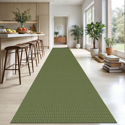KOZYFLY Extra Long Runners for Hallways 3x20 ft Washable Kitchen Runner Non Slip Rubber Backed Hallway Rug Cotton Entryway Runner Rug Floor Carpet for Indoor Hall, Kitchen, Bright Green/Earthy Green