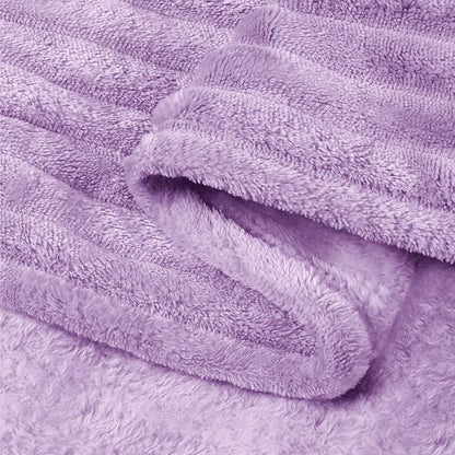 BEDELITE Fleece Blanket Twin Size – 3D Ribbed Jacquard Soft and Warm Decorative Fuzzy Blankets – Cozy, Fluffy, Plush Lightweight Throw Blankets for Couch, Bed, Sofa(Lavender, 60x80 inches)