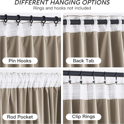 RYB HOME Camel Beige Velvet Curtains 96 inch, Room Darkening Window Curtains with Multiple Hanging Options Heavy Duty Plush Backdrop for Bedroom Guest Room, W52 x L96 inch, 2 Panels