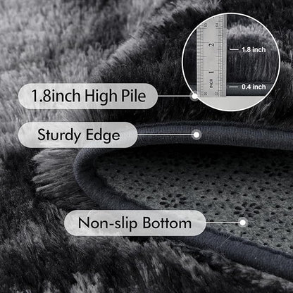 7x10 Ft Extra Large Shag Rugs for Living Room, Tie Dyed Ultra Soft Fluffy Furry Area Rugs for Bedroom Indoor Floor, Aesthetic Carpet for Kids Home Decor (Dark Grey)