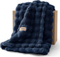 Bedsure 3D Fleece Bubble Blanket for Couch - GentleSoft Blue Twin Blanket for Sofa Bed Room Decor - Luxury Soft Cozy Gifts for Kids Girls, Lightweight, All Seasons, Navy Blue, 60"×80"