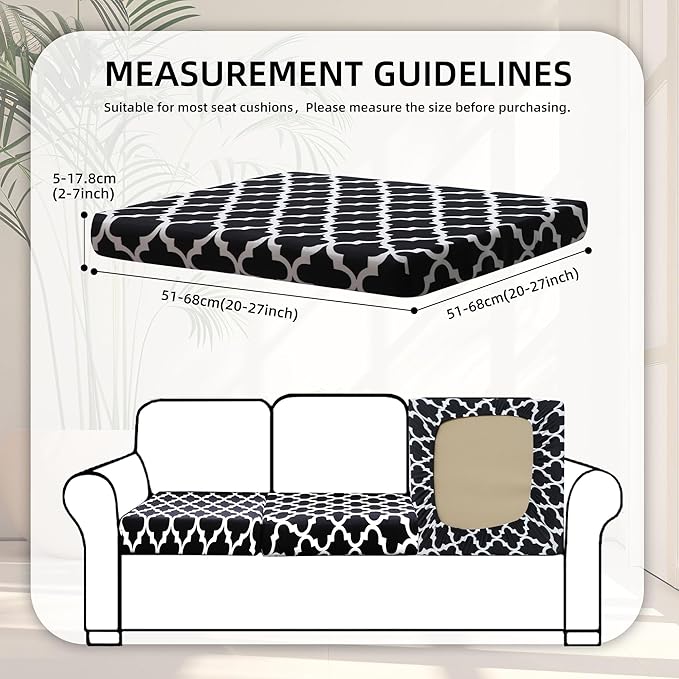 8Pcs Stretch Patio Cushion Covers,Outdoor Couch Covers Replacement,Outdoor Couch & Sofa Slipcovers,for Patio Furniture Cushion Covers,Washable Reusable urniture Protector(Lingge Grey,8PCS)