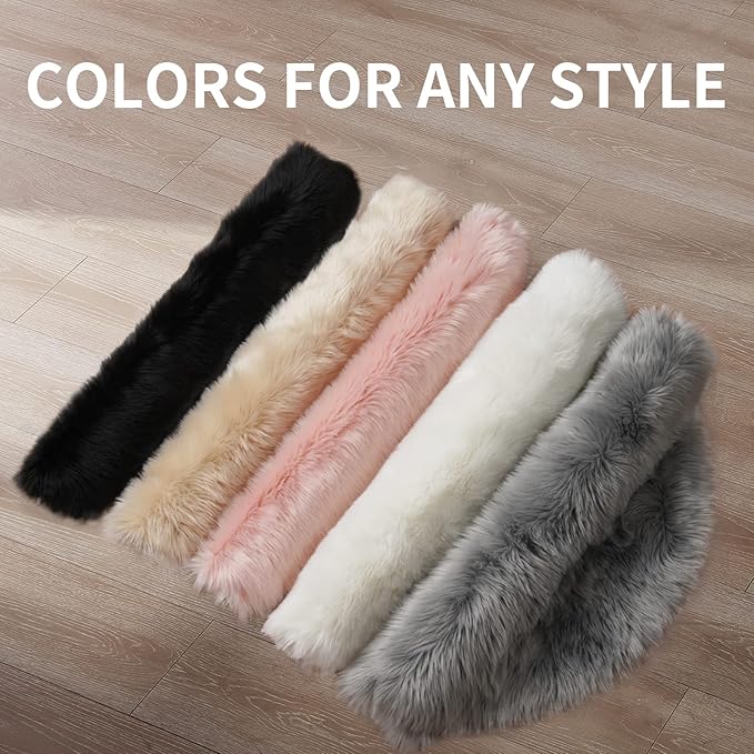 Small Faux Fur Rug, 2x4 ft Ultra Soft Sheepskin Rugs Chair Sofa Cover Seat Pad, Grey Fluffy Shag Rug for Bedroom Nursery Kids Room, Gray Shaggy Rug Fuzzy Plush Floor Carpets, Cute Dorm Home Decor