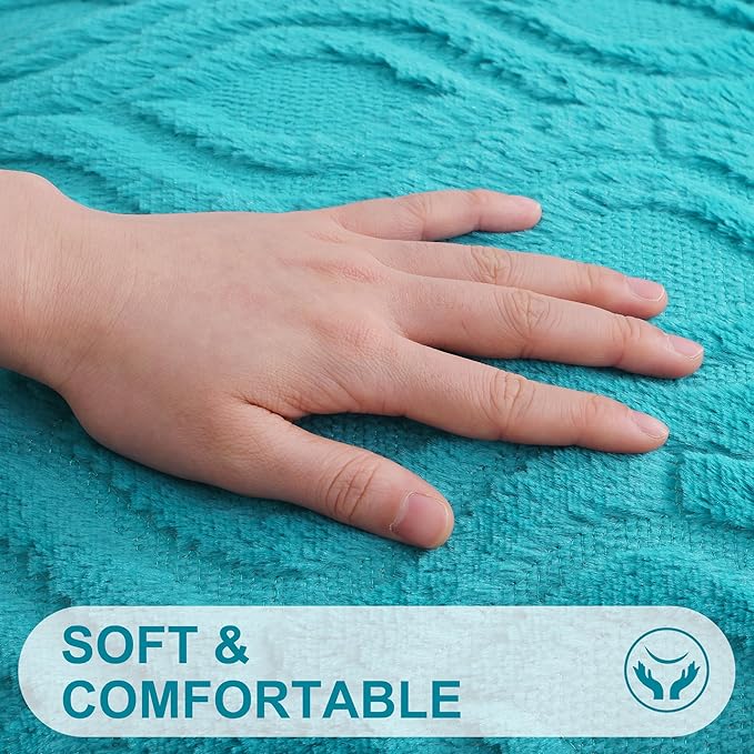 decorUhome Summer Throw Pillow Covers 12x20 Inch Set of 2, Soft Plush Faux Wool Turquoise Solid Couch Pillow Covers, Accent Farmhouse Neutral Rectangle Pillow Cases for Sofa Bed Living Room