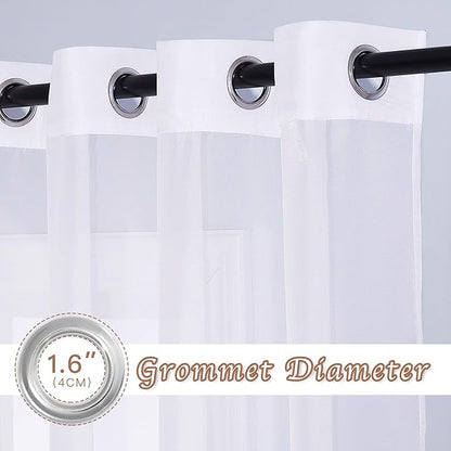 NICETOWN Sheer White Curtains 96 inches Length for Windows, Grommet Top Elegant Voile Textured Window Dressings for French Door/Bedroom/Living Room, W70 x L96, 1 Pair