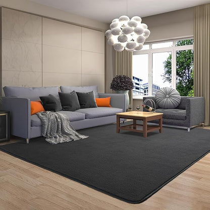 AROGAN Modern Shag Area Rug for Living Room, 6x9 Feet Washable Rugs for Bedroom, Indoor Floor Carpet, Plush Memory Foam Bedside Rugs for Kids Girls Teens Low Pile Decor, Dark Grey