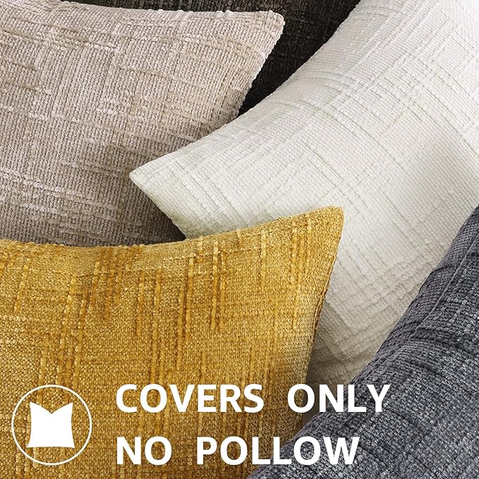decorUhome Dark Brown Chenille Throw Pillow Covers 20x20 Set of 2 Textured Soft Cozy Slubby Couch Pillow Covers Modern Farmhouse Boho Decorative Pillow Cases for Bed Sofa Living Room