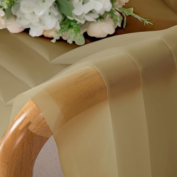 Simplebrand Gold Sheer Curtains, 72" Length, 2 Panels Set - Light Filtering, Rod Pocket Window Curtains for Bedroom (Gold, 59" W x 72" L)
