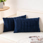 Pack of 2 Corduroy Decorative Throw Pillow Covers 12x20 InchSoft Boho Striped Pillow Covers Modern Farmhouse Home Decor for Sofa Living Room Couch Bed(Blue)