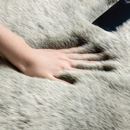 Ashler HOME DECO Soft Fox Faux Fur Chair Couch Cover Area Rug for Bedroom Floor Sofa Living Room Green White 3 x 3 Feet Round